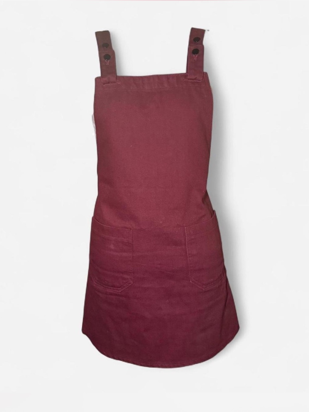 Red Pinafore Apron Dress with Front Pockets
